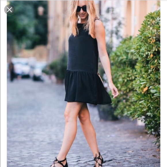 Anine Bing Dropped Waist Mini Dress Black Sz L - Picture 4 of 4